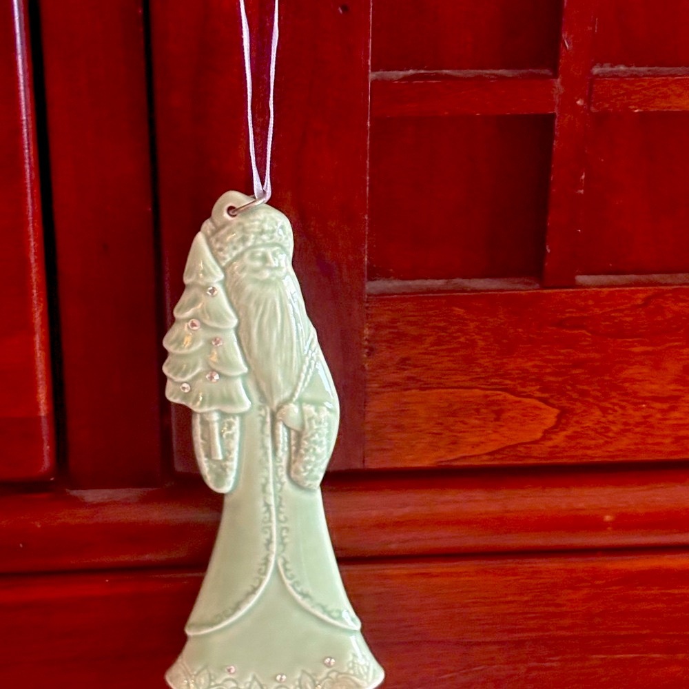Vintage Hallmark Elegant Green Santa Ornament 2012